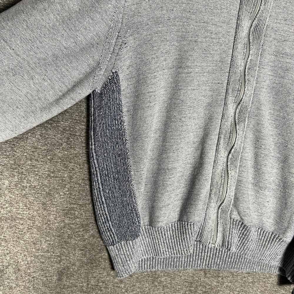 Carbon 2 Cobalt Mens XL Full Zip Knit Cardigan Sweater Gray Blue - Picture 2 of 7